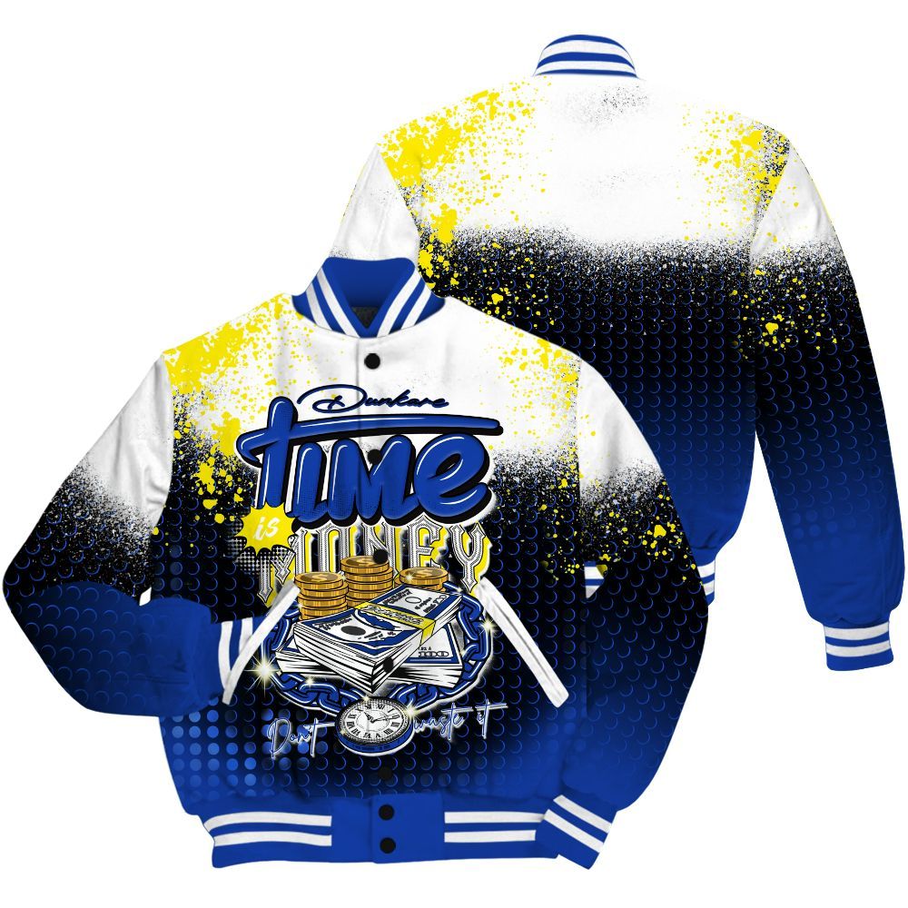 Varsity Jacket To Match Laney 14s Shirt, Halftone Time Is Money All Over Print