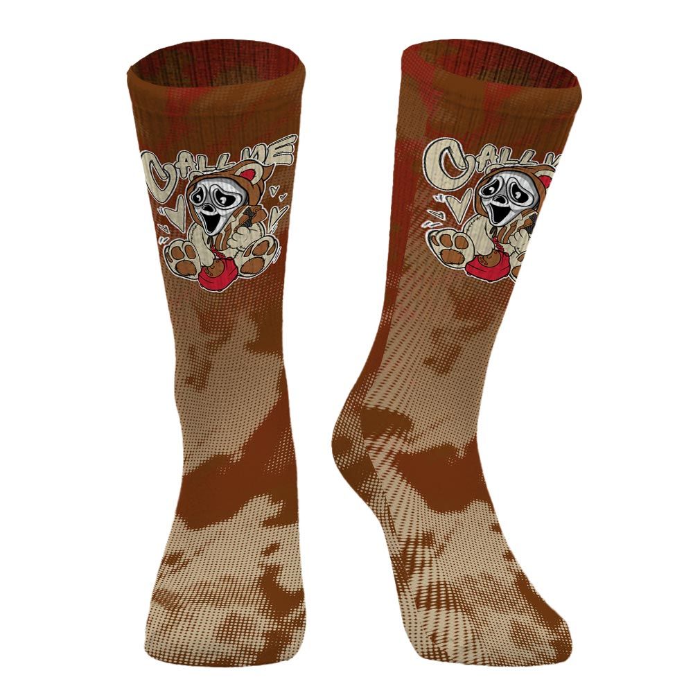 Sock To Match Archaeo Brown 5s - Call Me Bear Halloween Abstract Halftone