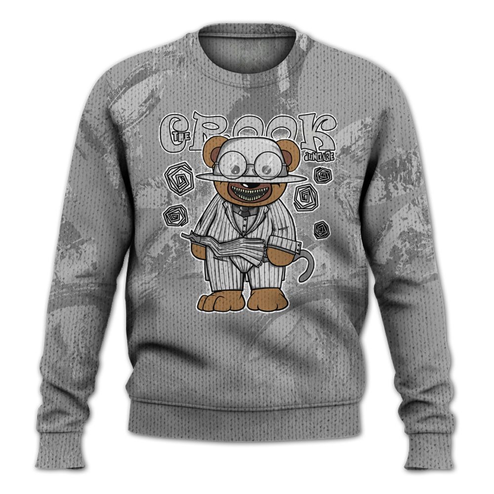 Knitted Sweater To Match Black Wolf Grey 12s - Swindler Bear Circle Slpash