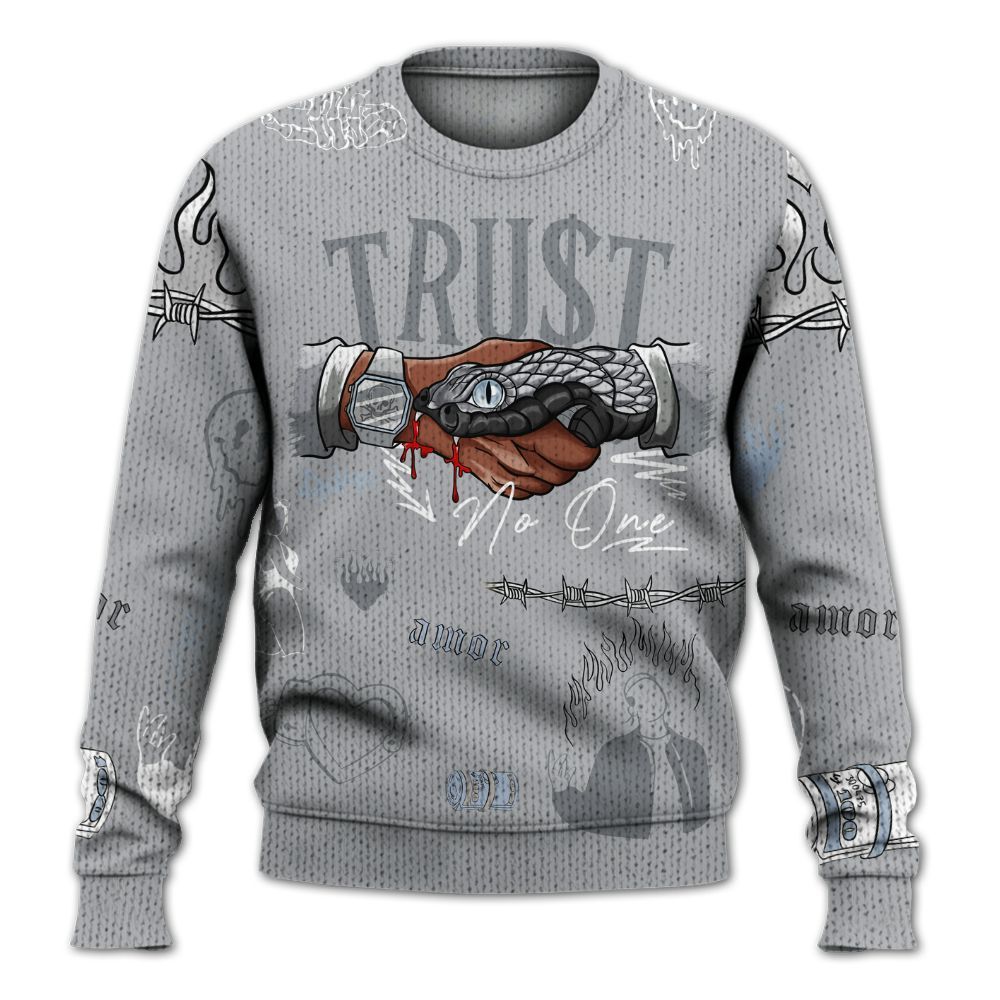 Knitted Sweater To Match Low OG Wolf Grey 1s - Snake Trust No One