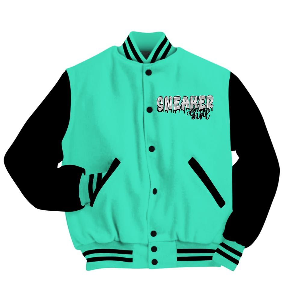 Varsity Jacket To Match Varsity Streetwear Custom Name Sneaker Girl Money, 3 Green Glow, Sneaker Black Green Glow 3s Baseball Varsity Jacket 1604 NCT