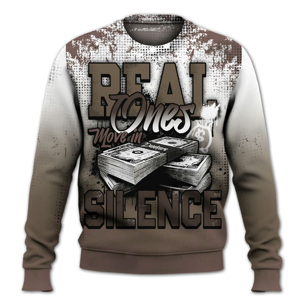 Sweatshirt To Match AMM Dark Mocha 4s - Move In Silence Money Street Retro All Over Print