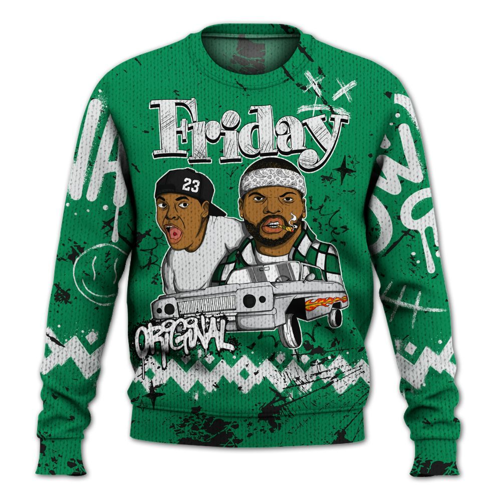 Knitted Sweater To Match Mid Lucky Green 1s - Friday Sneaker Crayon