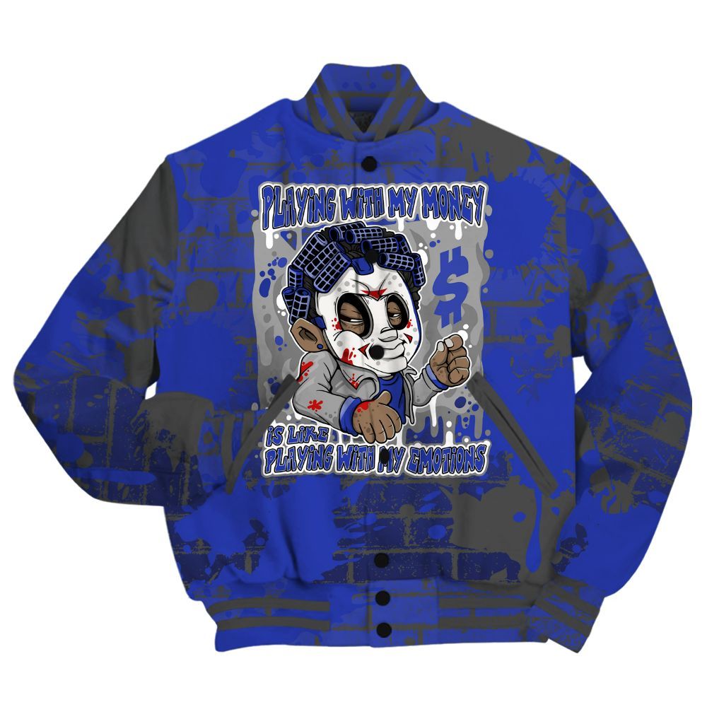 Varsity Jacket To Match Air Max Plus Black Racer Blue Shirt - Playing With My Money Graphic Halloween All Over Print