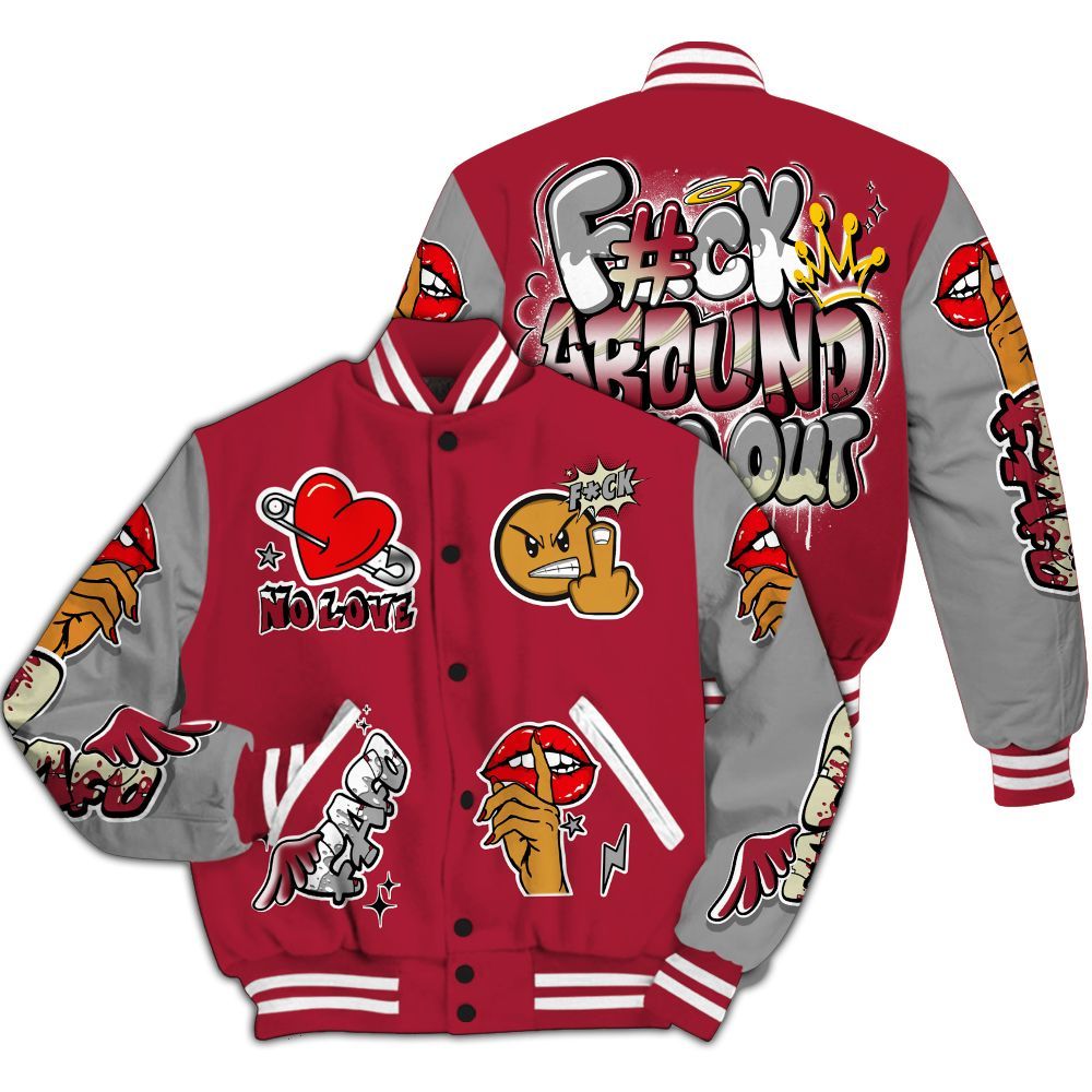 Varsity Jacket To Match High OG Chicago Shadow 1s - FK Around Find Out All Over Print