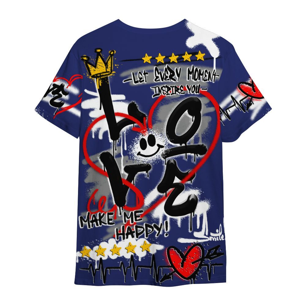 Shirt To Match Midnight Navy 11s - Happy Love Beats Graffiti Streetwear All Over Print