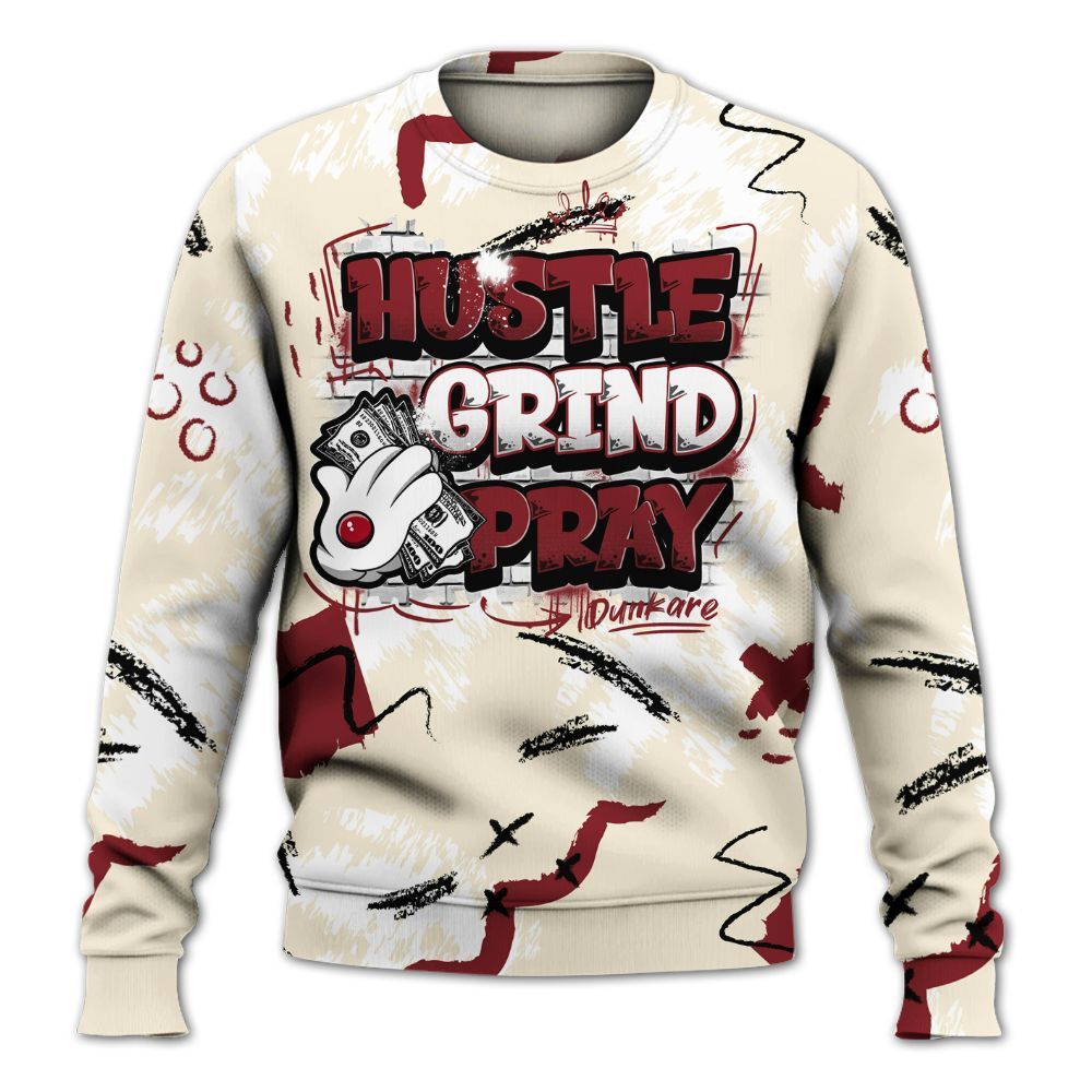 Sweatshirt To Match Valentine's Day 2026 4s - Hustle Grind Pray Graphic Street Style All Over Print