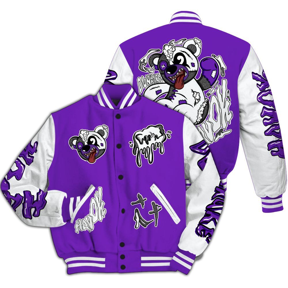 Varsity Jacket To Match Retro Dark Iris 3s - Havok Bear All Over Print