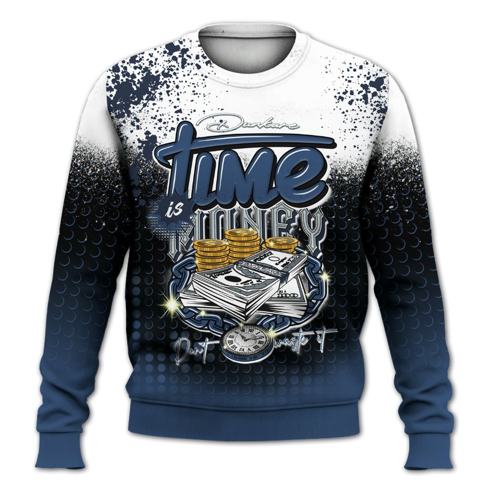 Sweatshirt To Match Midnight Navy 4s - Halftone Time Is Money All Over Print