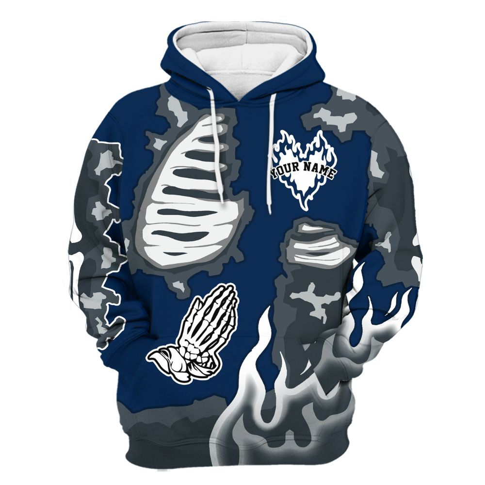 Hoodie To Match SB White Navy 4s - Dislike Us Graphic Burning Custom Name All Over Print