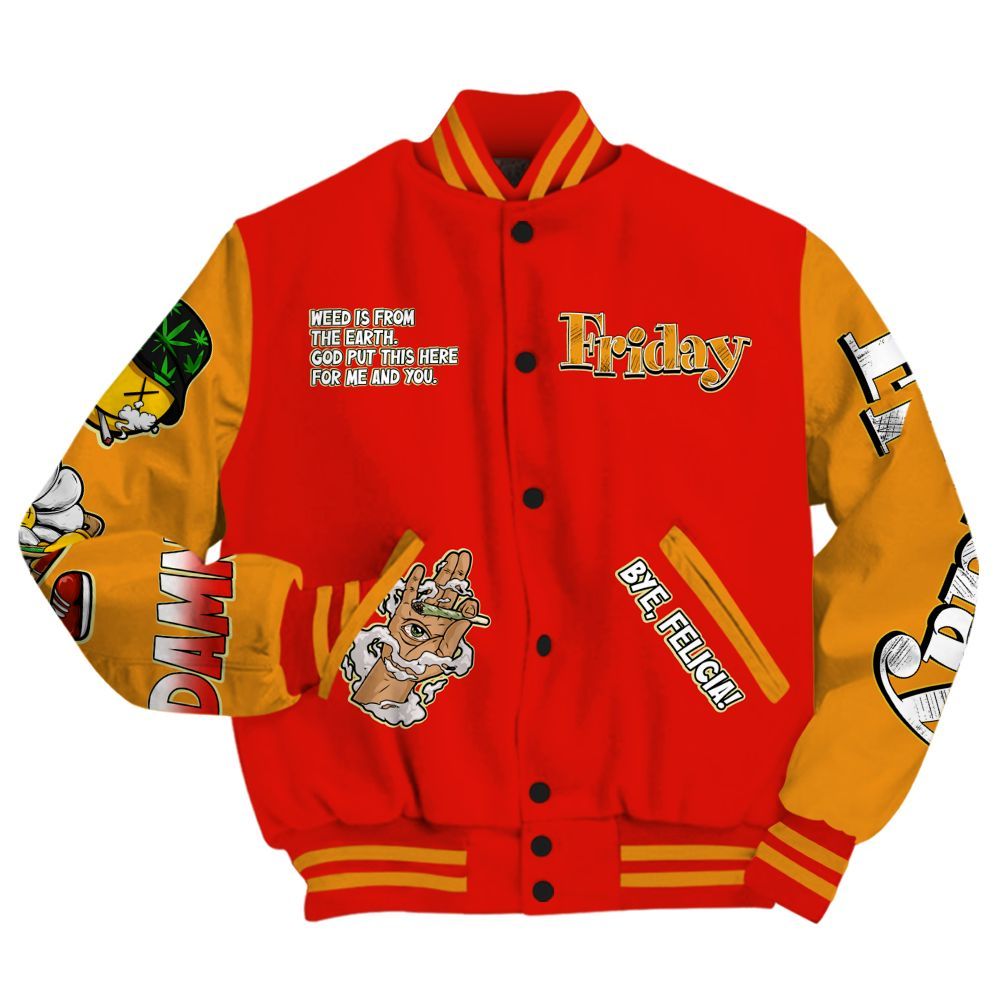 Varsity Jacket To Match Retro Sunset 2026 5s - Friday Sneaker Stress Style All Over Print