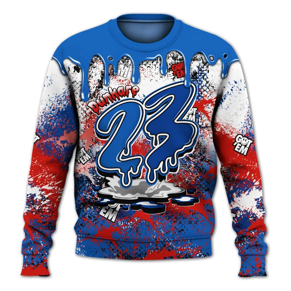 Sweatshirt To Match Kobe 6 Game Royal - Dripping 23 Drip All Over Print