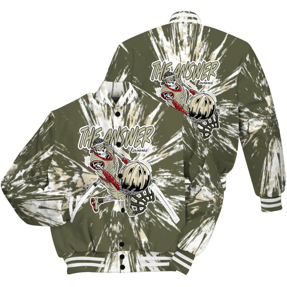 Varsity Jacket To Match Low OG Medium Olive 1s Shirt - The Answer Skeleton Luxury All Over Print