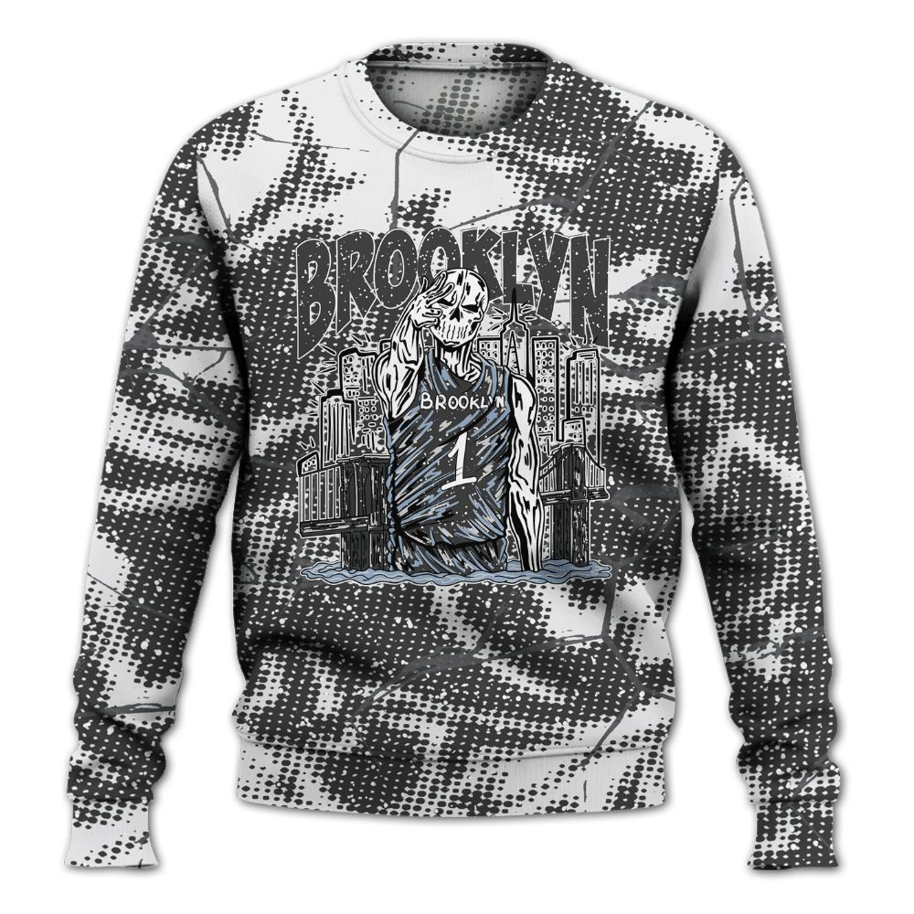 Sweatshirt To Match Reverse Oreo 6s - Brooklyn's Skeleton Crack All Over Print