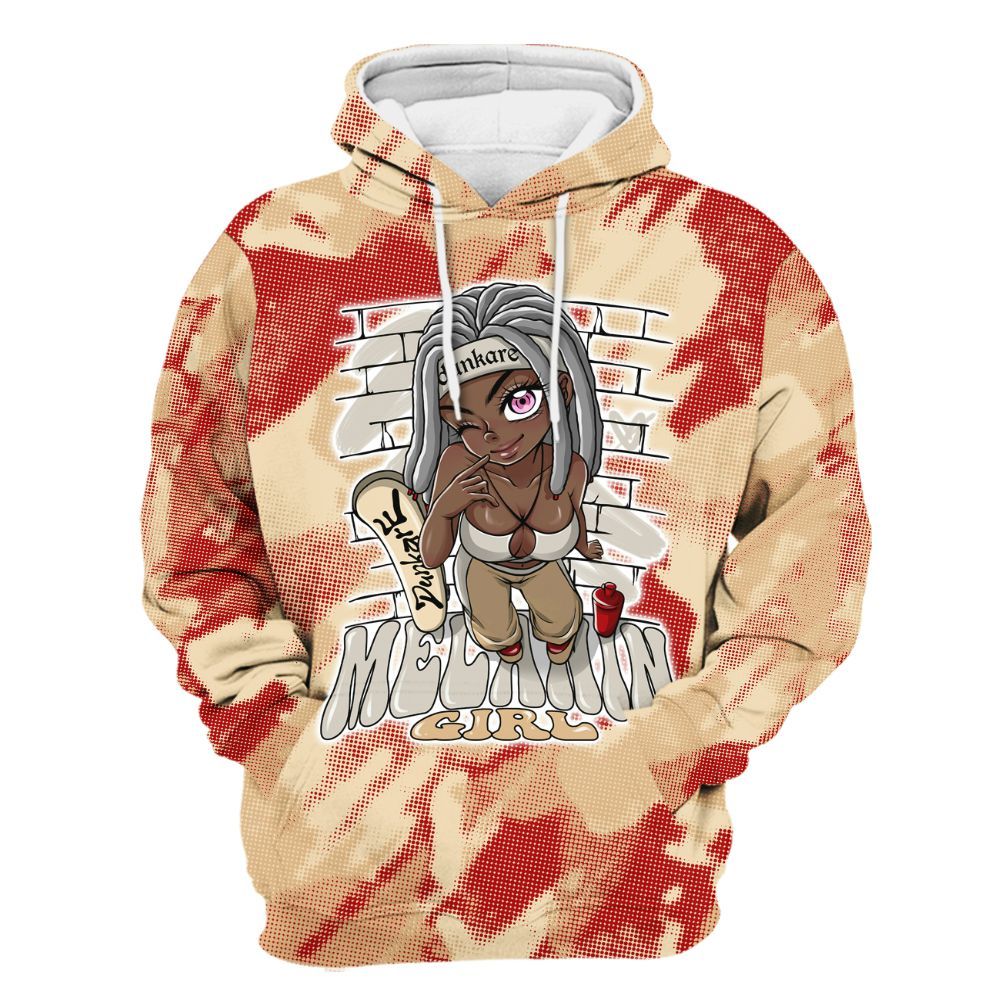 Hoodie To Match Dunk Low Strawberry Waffle - MelaninGirl Abstract Halftone All Over Print