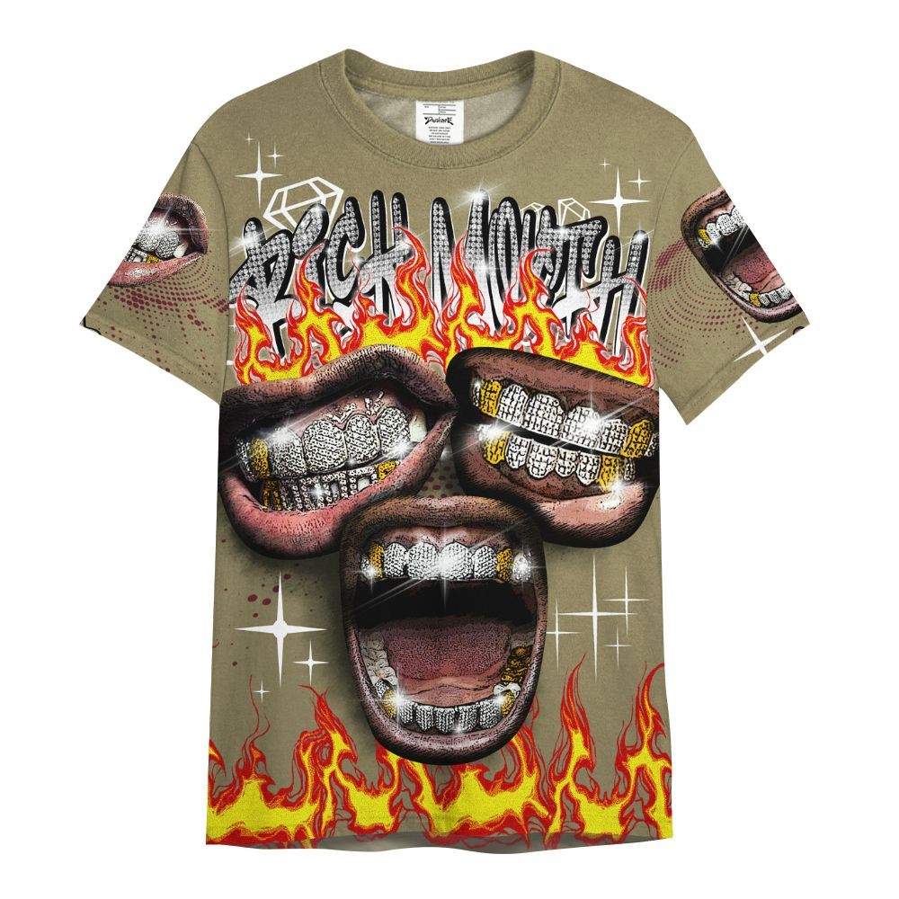 Shirt To Match Black Olive 7s - Rich Mouth Fire Rap Retro 90s All Over Print