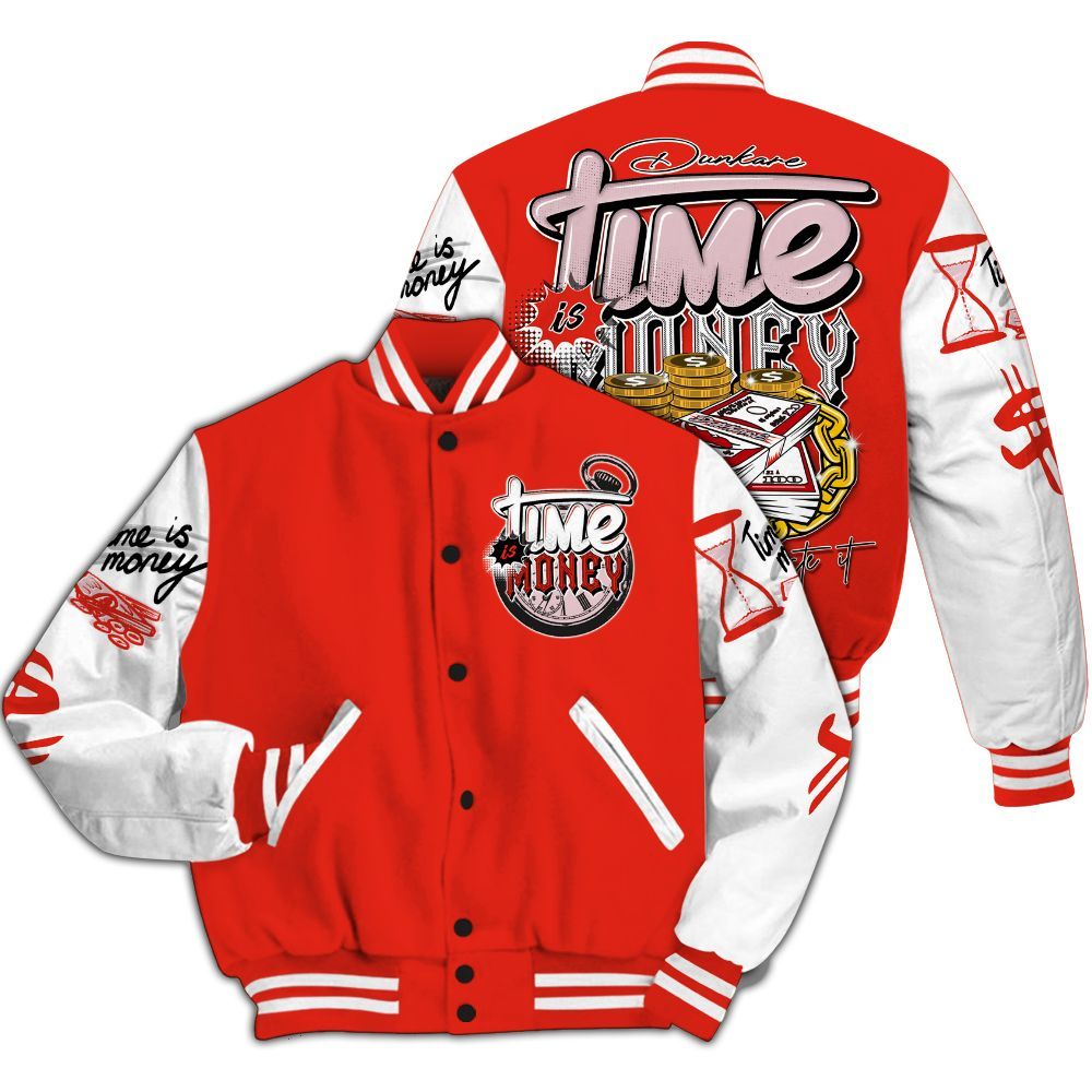 Varsity Jacket To Match Air Force 1 Low GS Valentine's Day - Time Is Money All Over Print