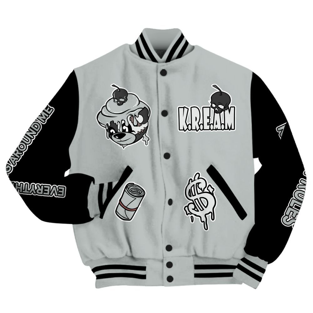 Varsity Jacket To Match Black Wolf Grey 12s - Loot Bear All Over Print