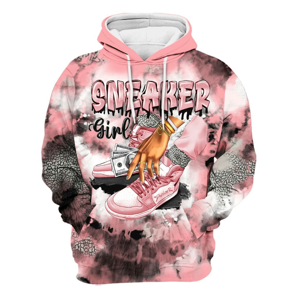 Hoodie To Match Retro Wings 3s - SNEAKER Girl Money Drip Tie Dye All Over Print