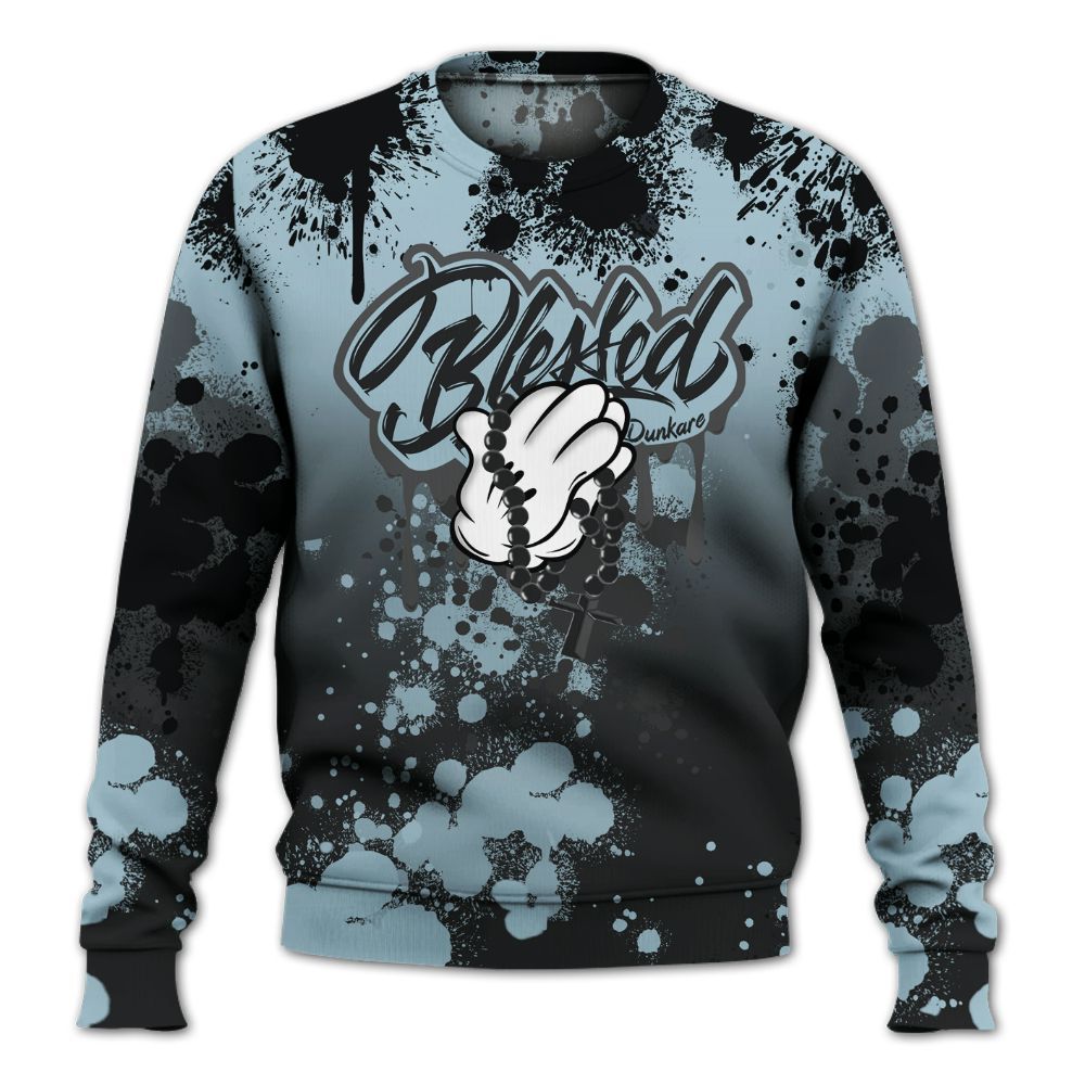 Sweatshirt To Match Chambray 7s - God Blessed Ink Drip All Over Print