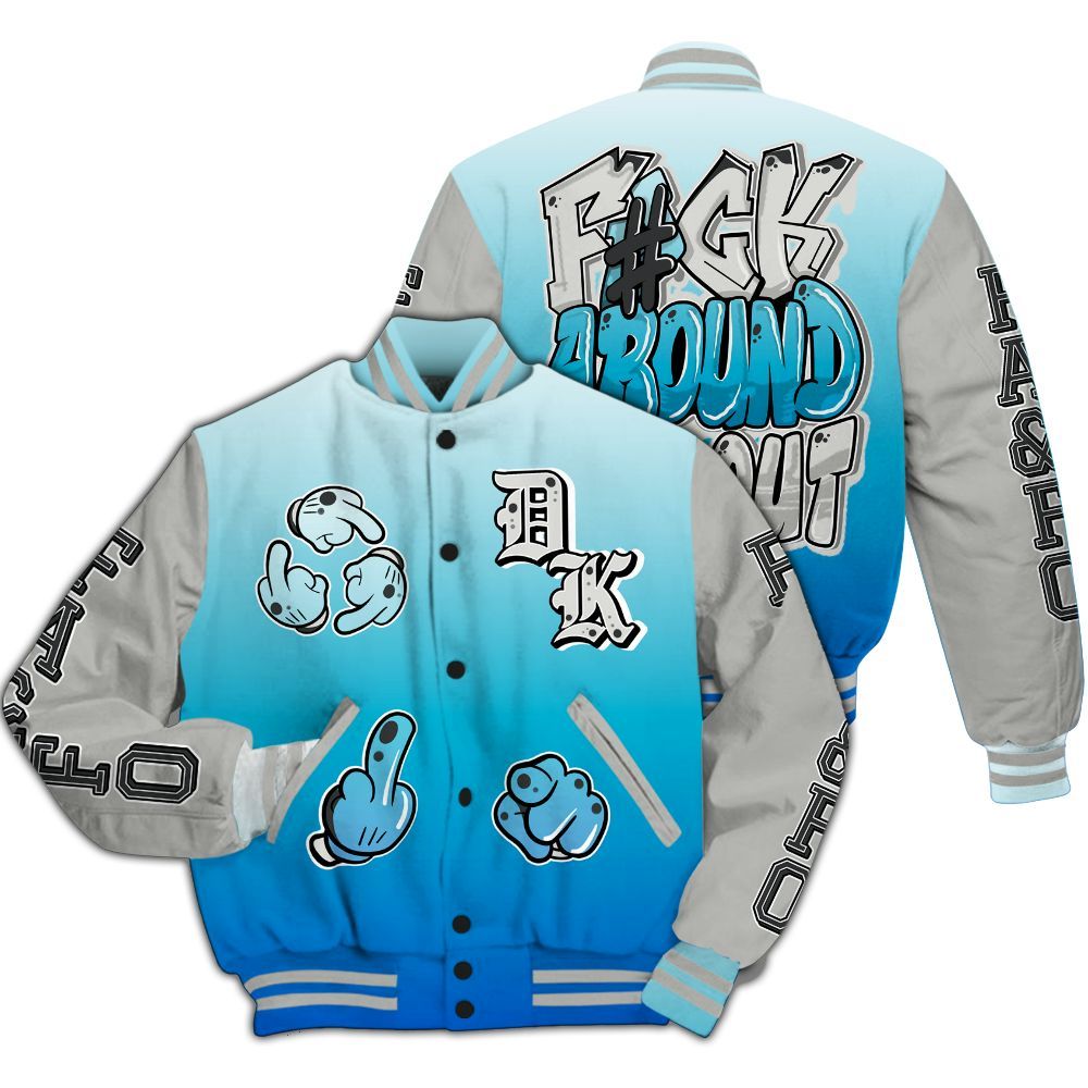 Varsity Jacket To Match Air Max One Block Down Blue - F Around Find Out Graphic All Over Print