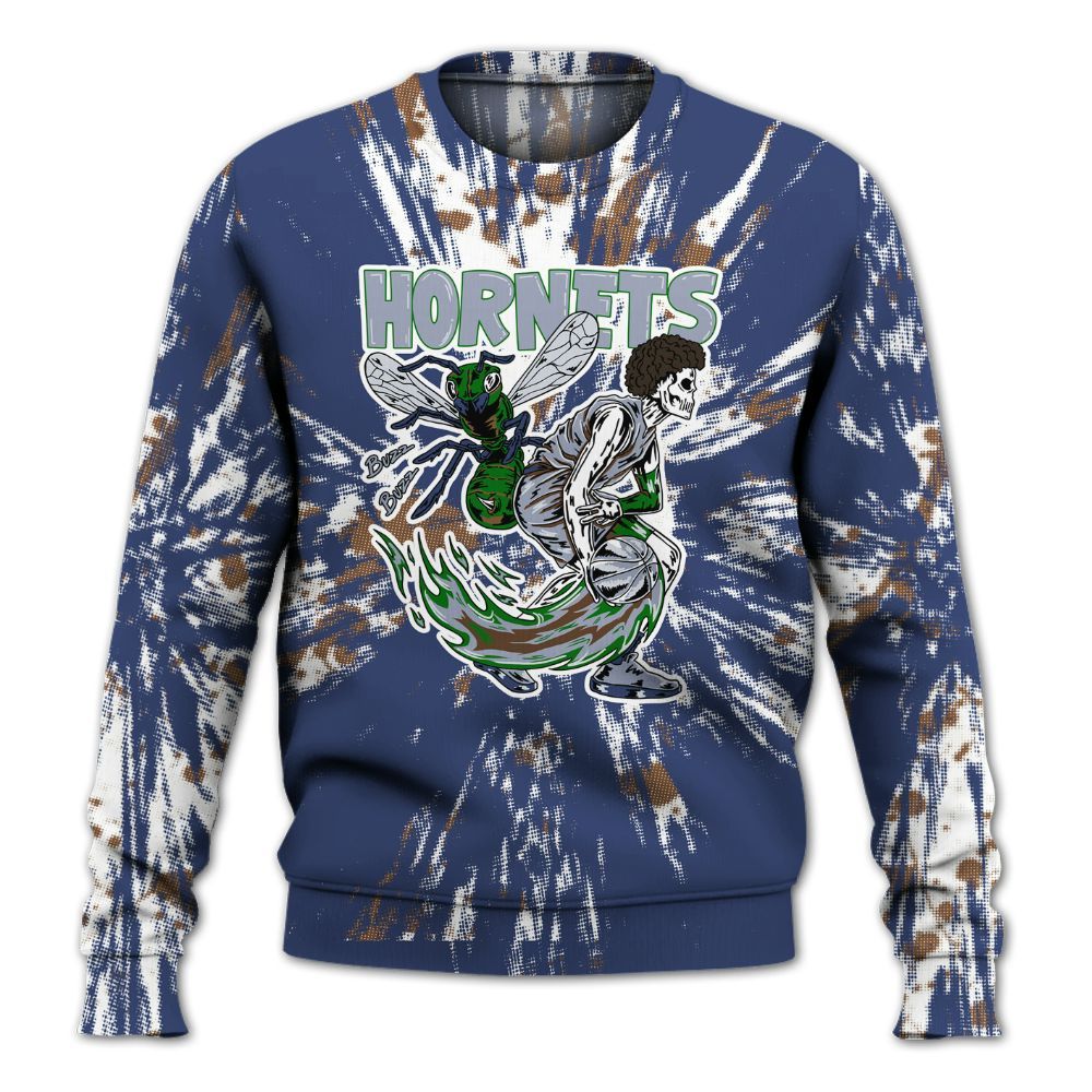 Sweatshirt To Match Midnight Navy 13s - Hornets Skeleton Luxury All Over Print