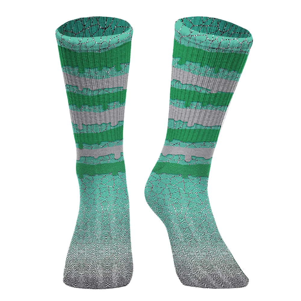 Sock To Match Black Green Glow 3s - Dripping Stripe Graphic Unisex