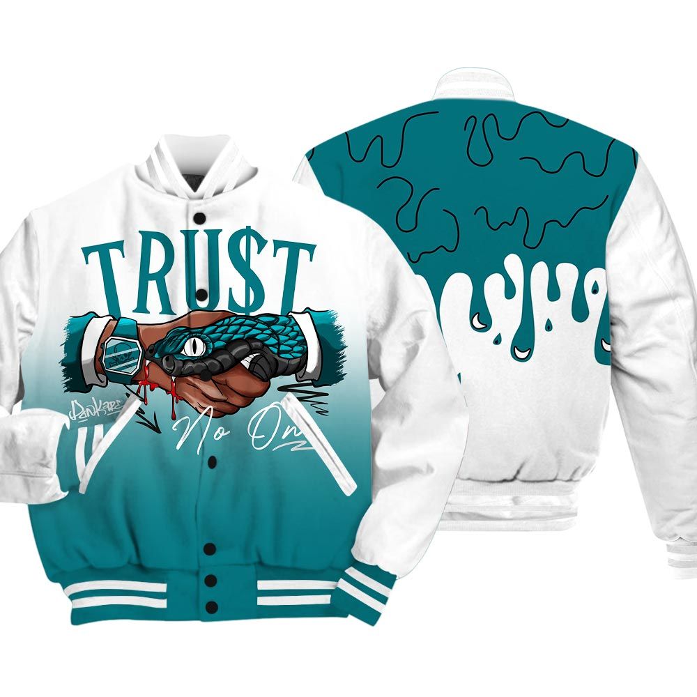 Varsity Jacket To Match Varsity Streetwear Snake Trust No One Drip, Oxidized Green 4s T-Shirt, Sneaker Oxidized Green 4s Baseball Varsity Jacket 1604 NCT