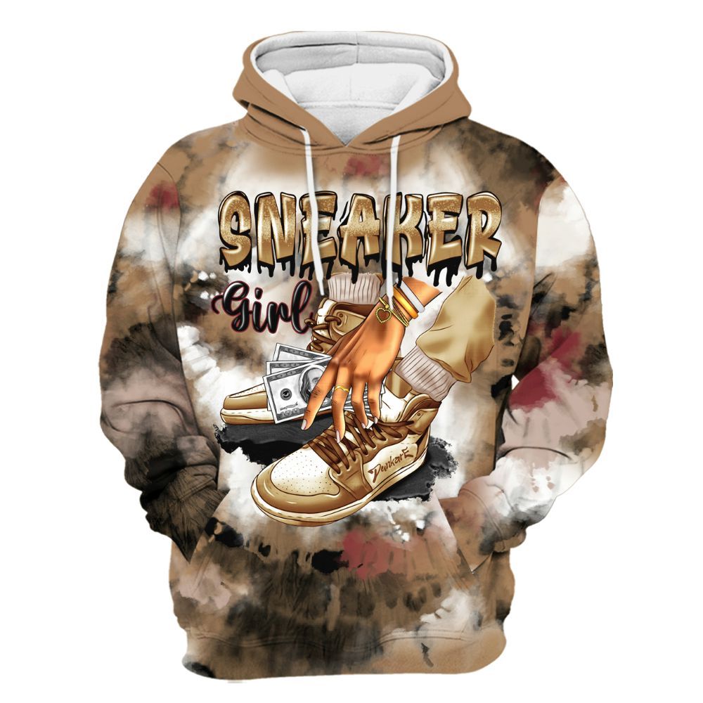 Hoodie To Match Kobe 4 Gold Medal - SNEAKER Girl Money Drip Tie Dye All Over Print
