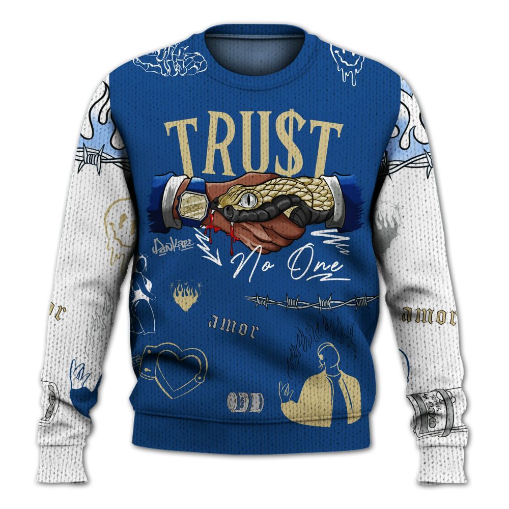 Knitted Sweater To Match Air Ship Royal Blue - Snake Trust No One