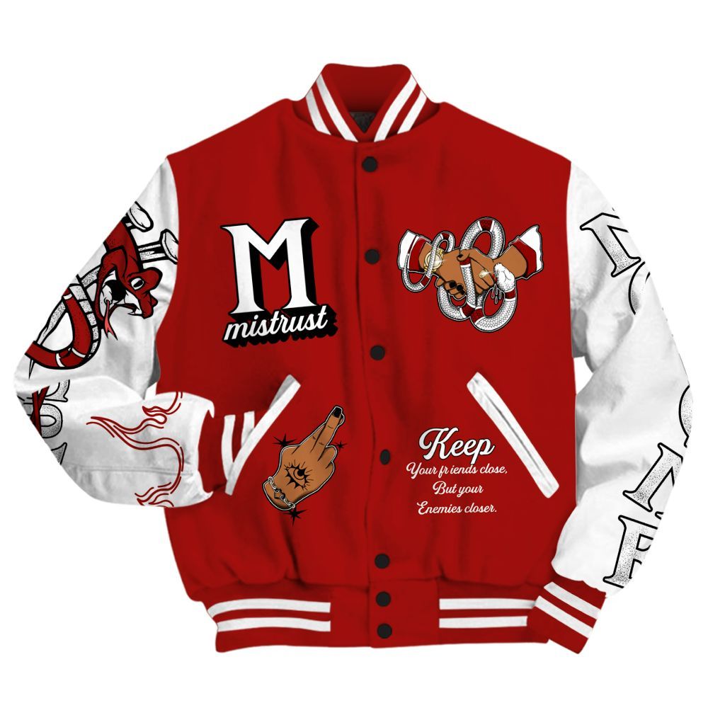 Varsity Jacket To Match High OG Varsity Red 1s Shirt, Trust No One Snake-Bite Street Style All Over Print