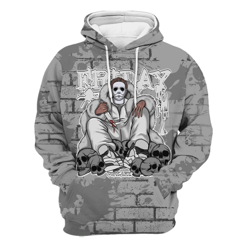 Hoodie To Match Black Wolf Grey 12s - Friday Brick All Over Print