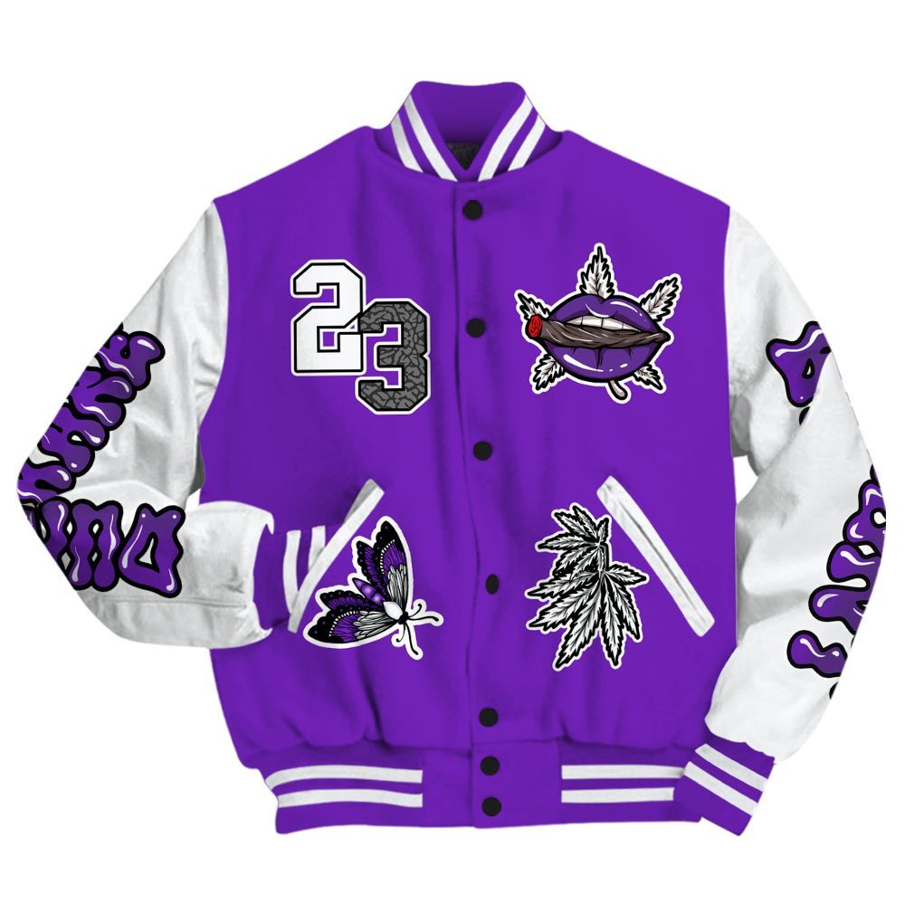 Varsity Jacket To Match Retro Dark Iris 3s - Bluntz Unique All Over Print