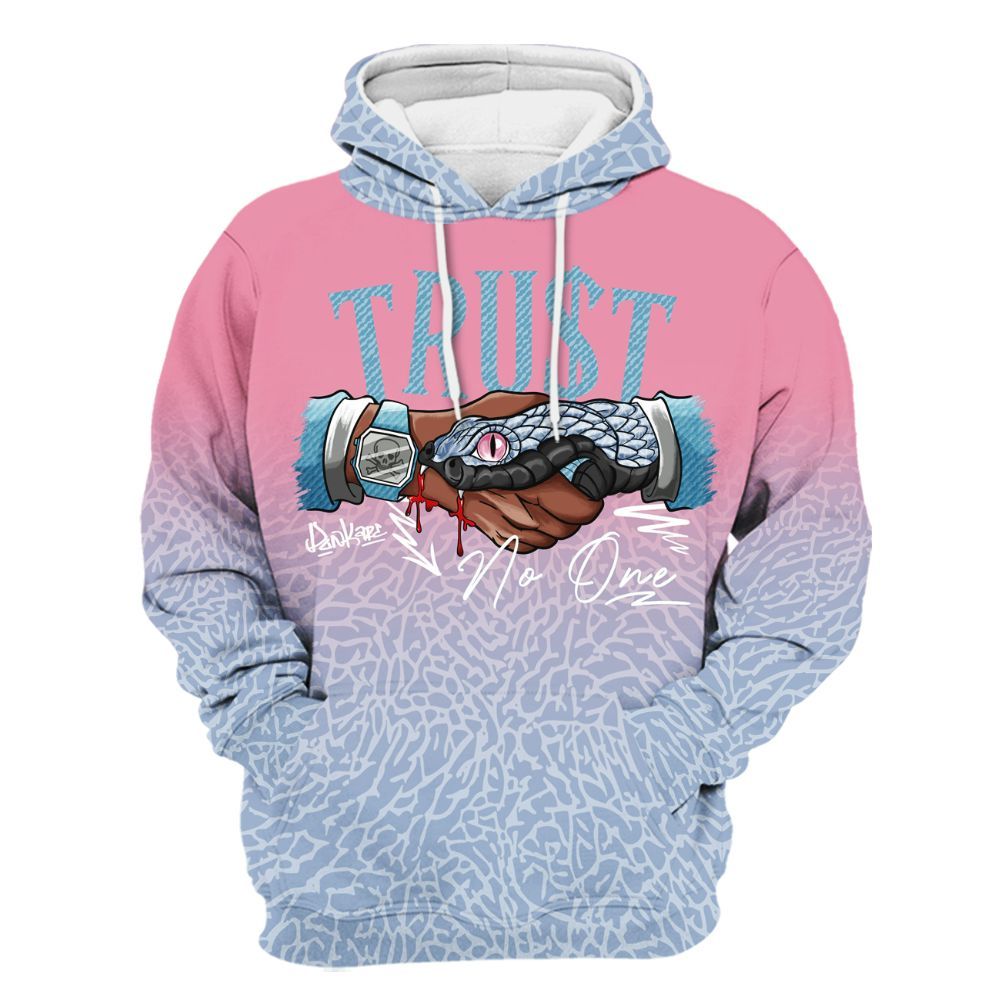 Hoodie To Match Denim Pink Glow 3s - Trust No One Drip All Over Print