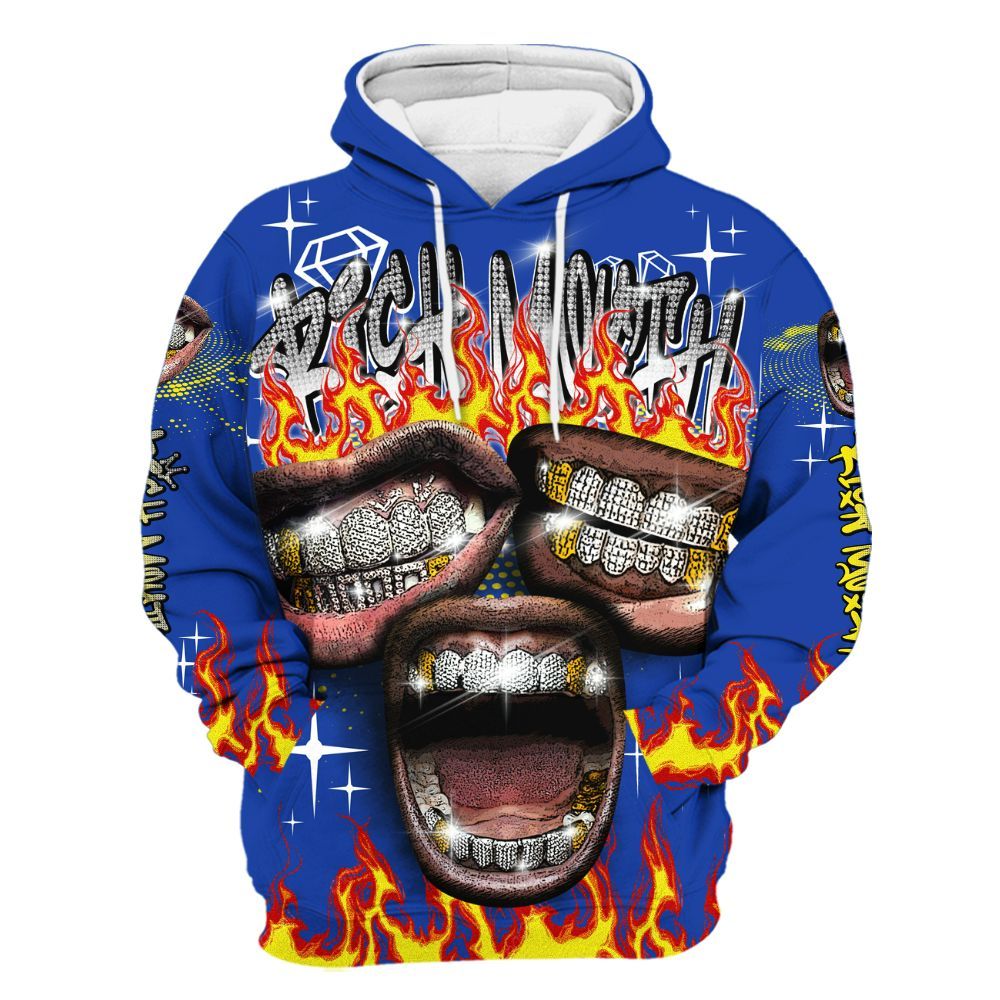Hoodie To Match Laney 14s - Rich Mouth Fire Rap Retro 90s All Over Print