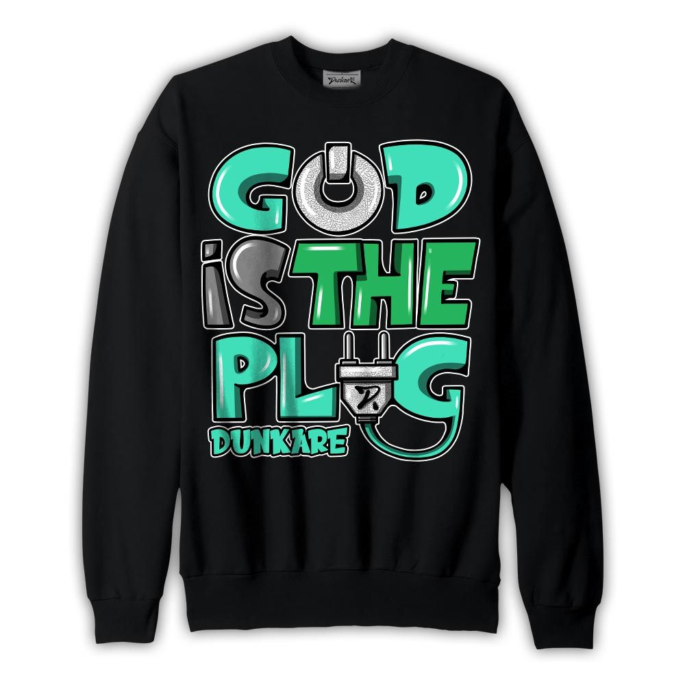 Sweatshirt To match Black Green Glow 3s Sweatshirt - God Is The Power Cord Graffiti Graphic