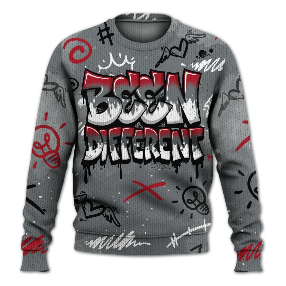 Knitted Sweater To Match Retro Fire Red 9s - Drip Been Di2ferent