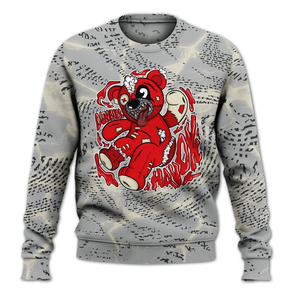 Sweatshirt To Match Cement Grey 3s - Havok Bear All Over Print