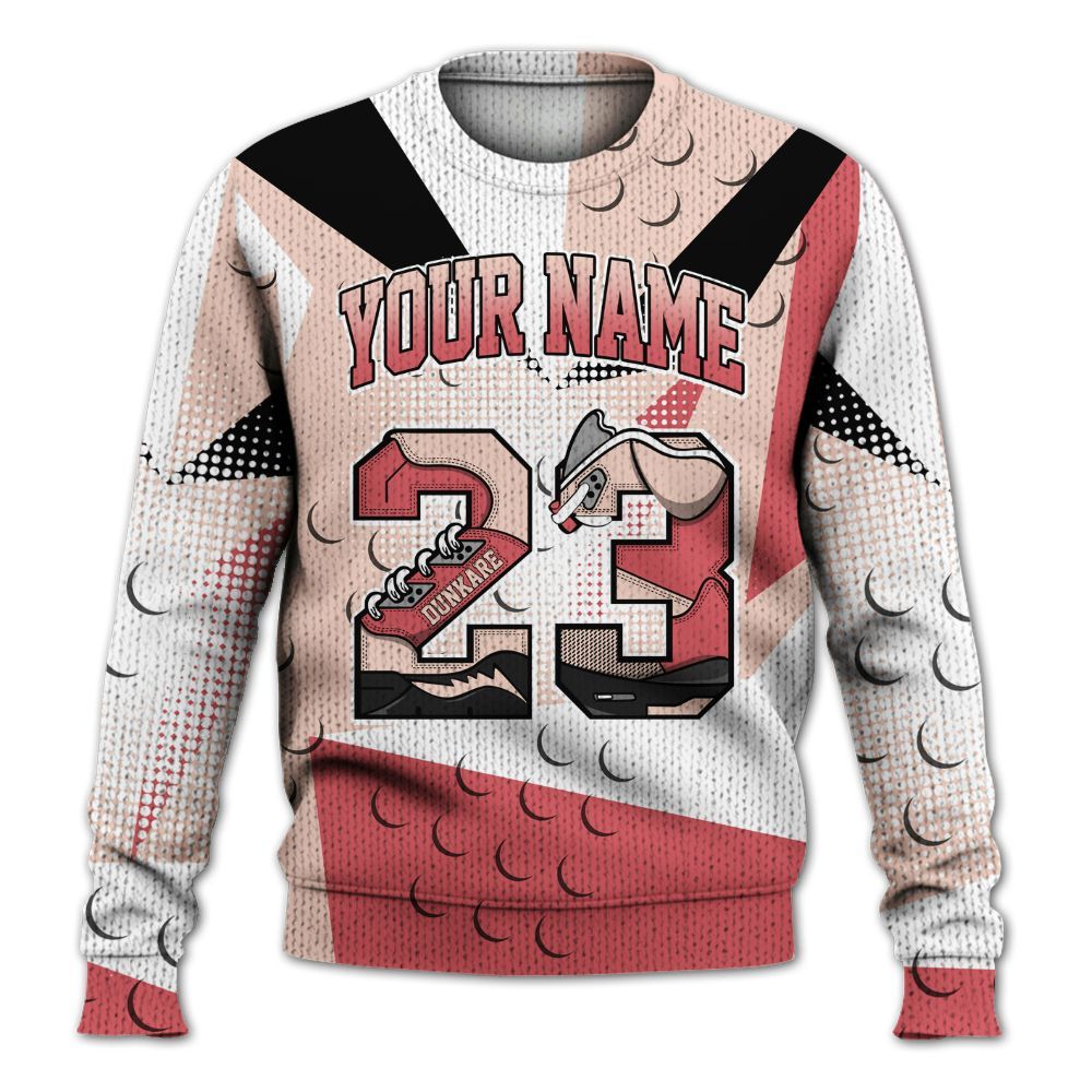 Sweater To Match Washed Coral 2s Shirt, Poly Custom Name Number 23 5s Graphic