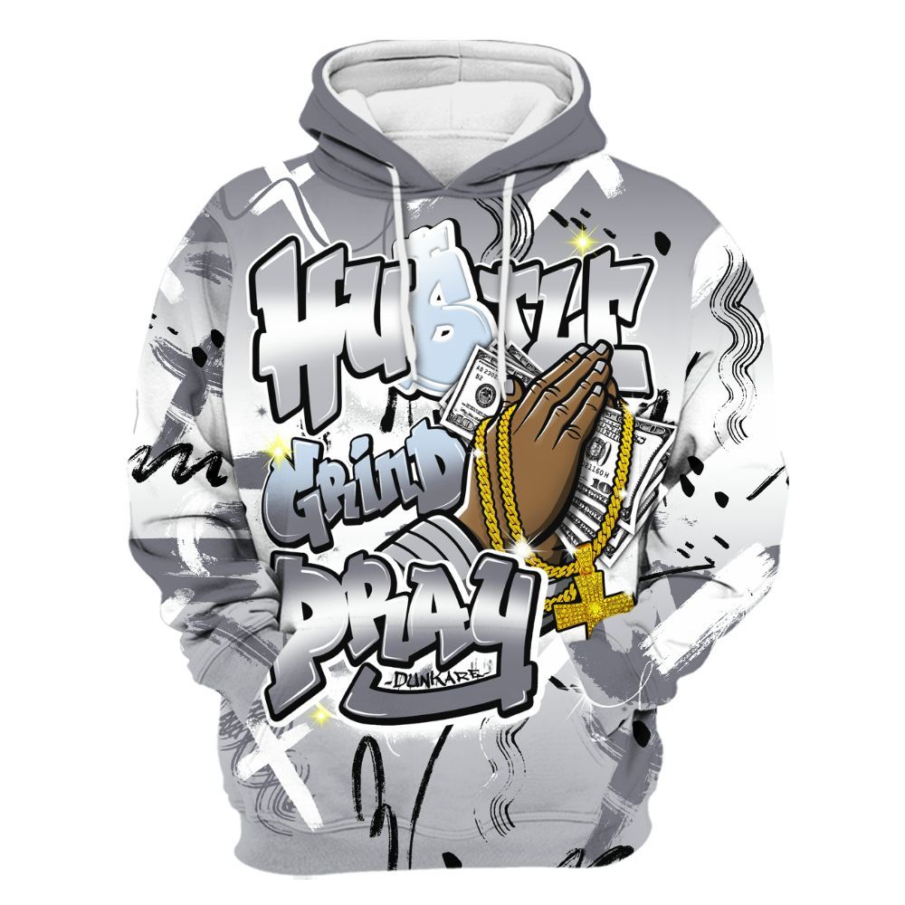 Hoodie To Match Low Cement Grey 11s - Money Hustle Grind Pray All Over Print