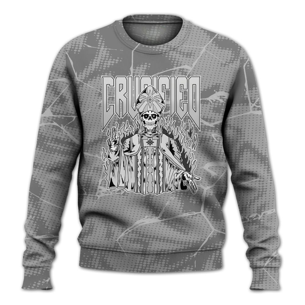 Sweatshirt To Match Black Wolf Grey 12s - Crucified Skeleton Crack All Over Print