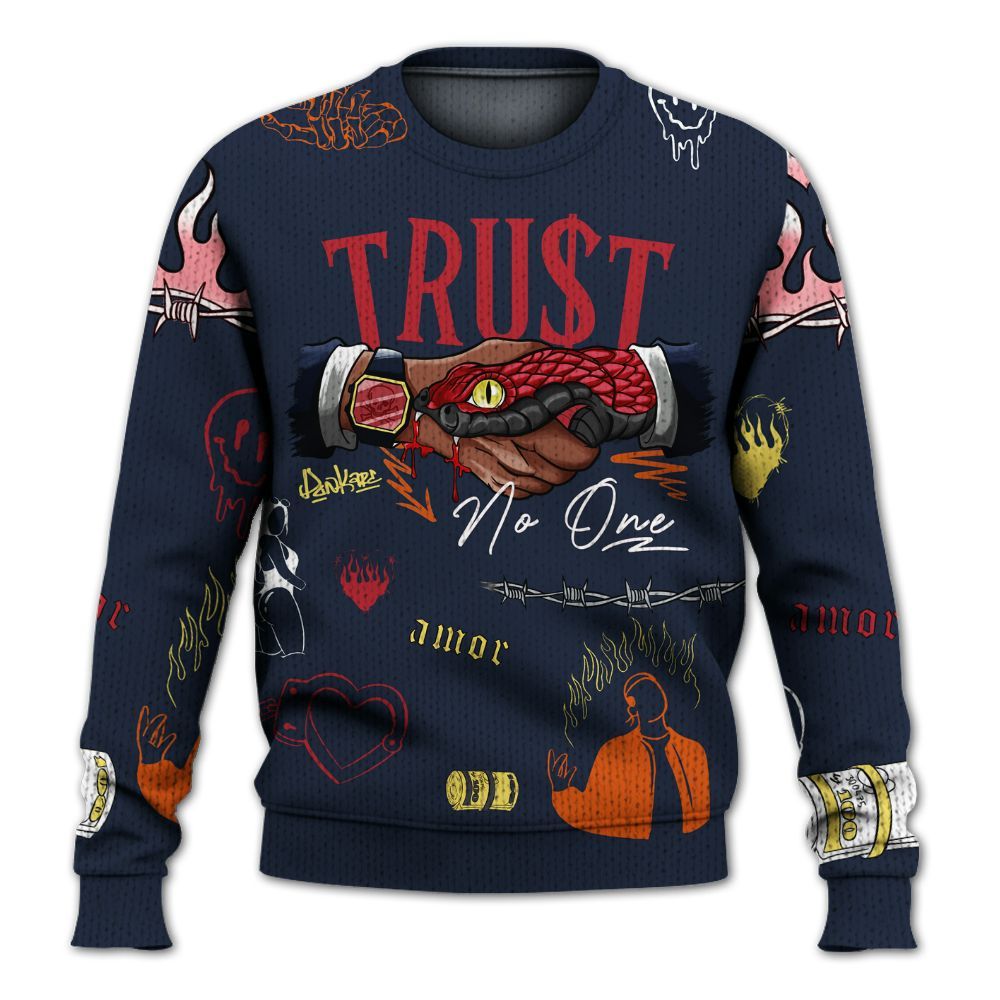 Knitted Sweater To Match Dunk Low COJP What The 2024 - Trust No One Graphic