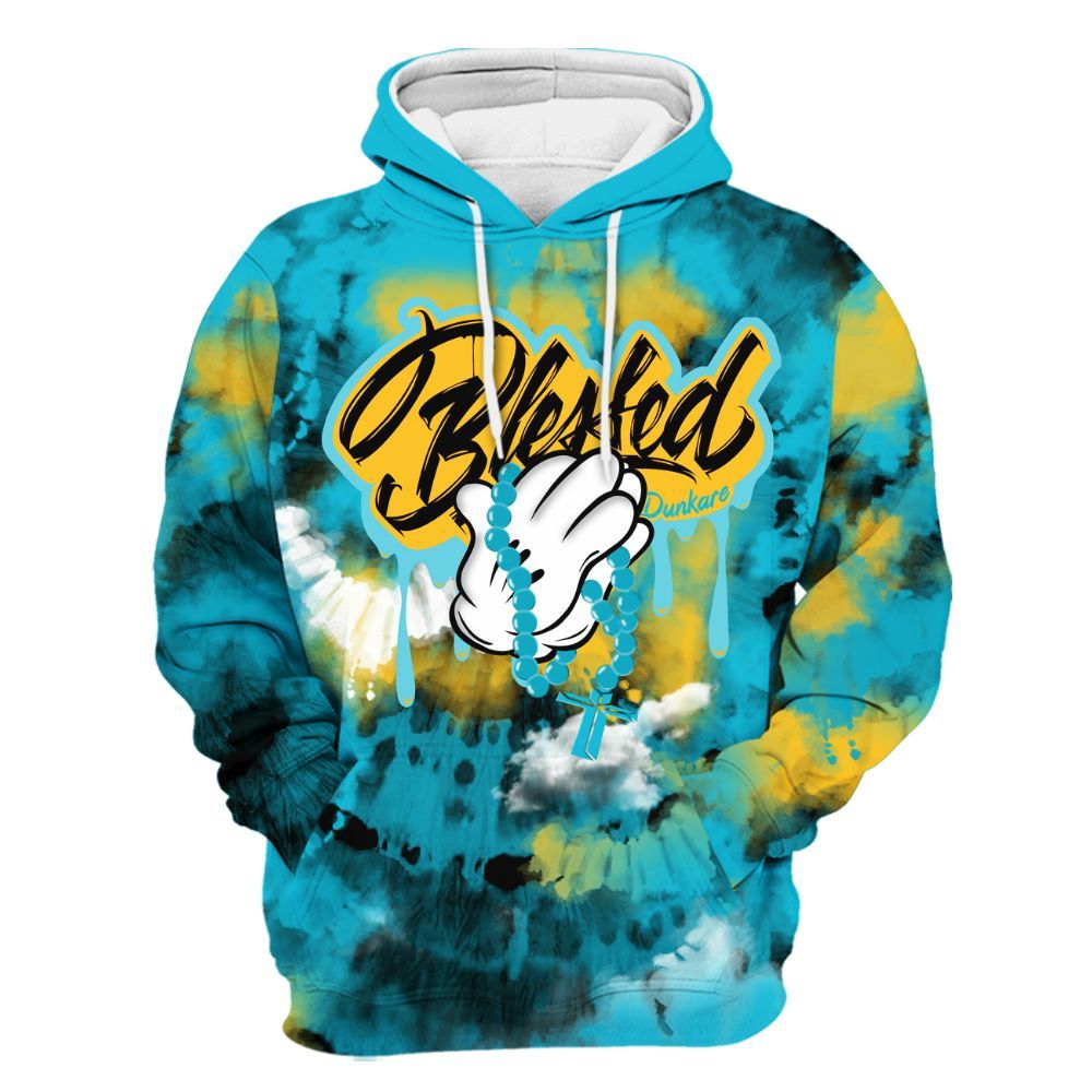 Hoodie To Match Retro Aqua 5s - God Blessed Tie Dye All Over Print