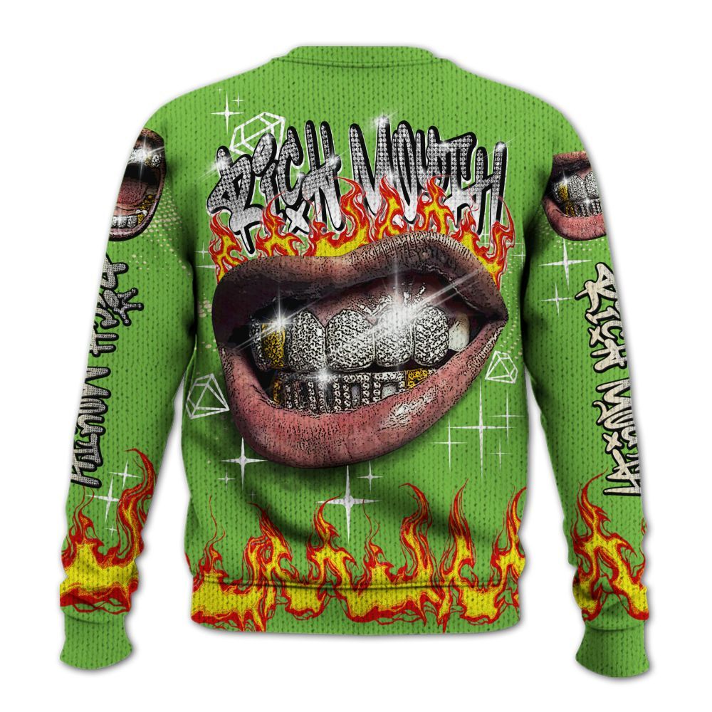 Knitted Sweater To Match Air Max Waffle SP Action Green - Rich Mouth Fire Rap Retro 90s