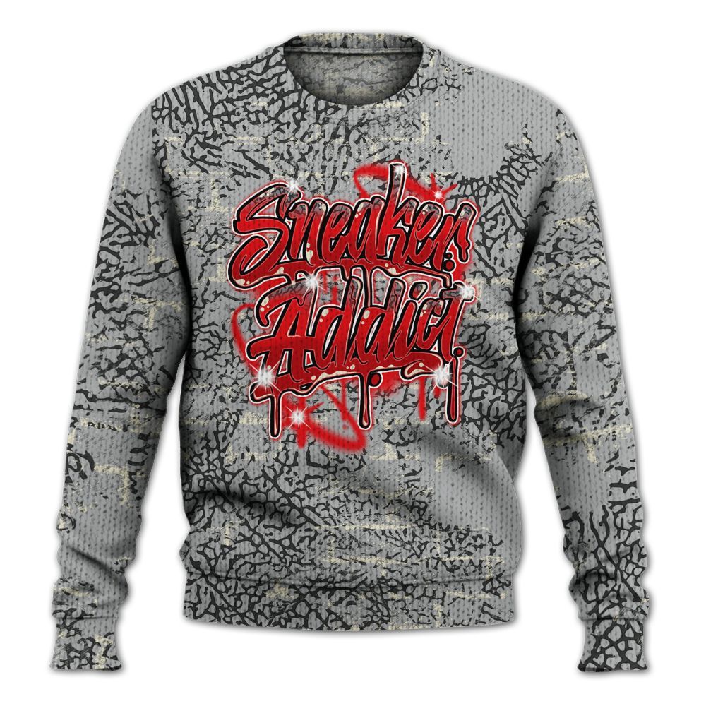 Knitted Sweater To Match Cement Grey 3s - Addiction Sneakers Graphic Street Art