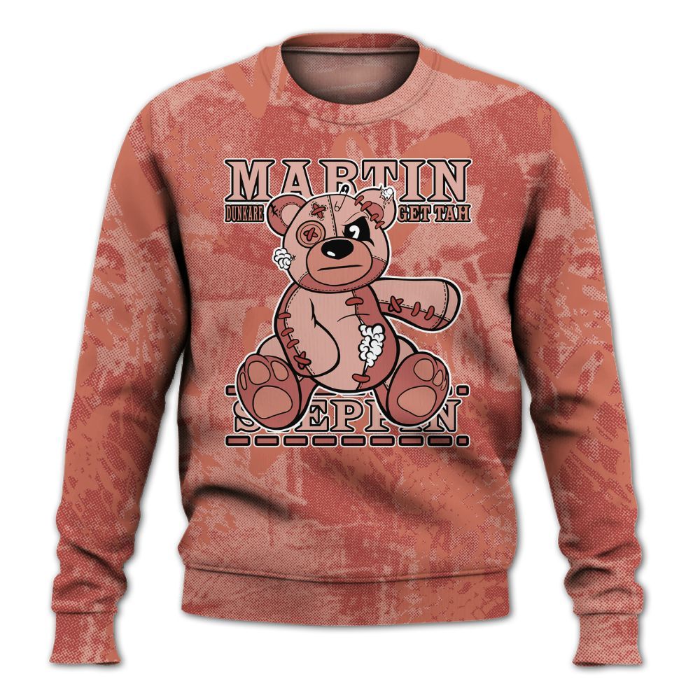 Sweatshirt To Match Dune Red 13s - Tah Steppin Bear Heart Grunge All Over Print