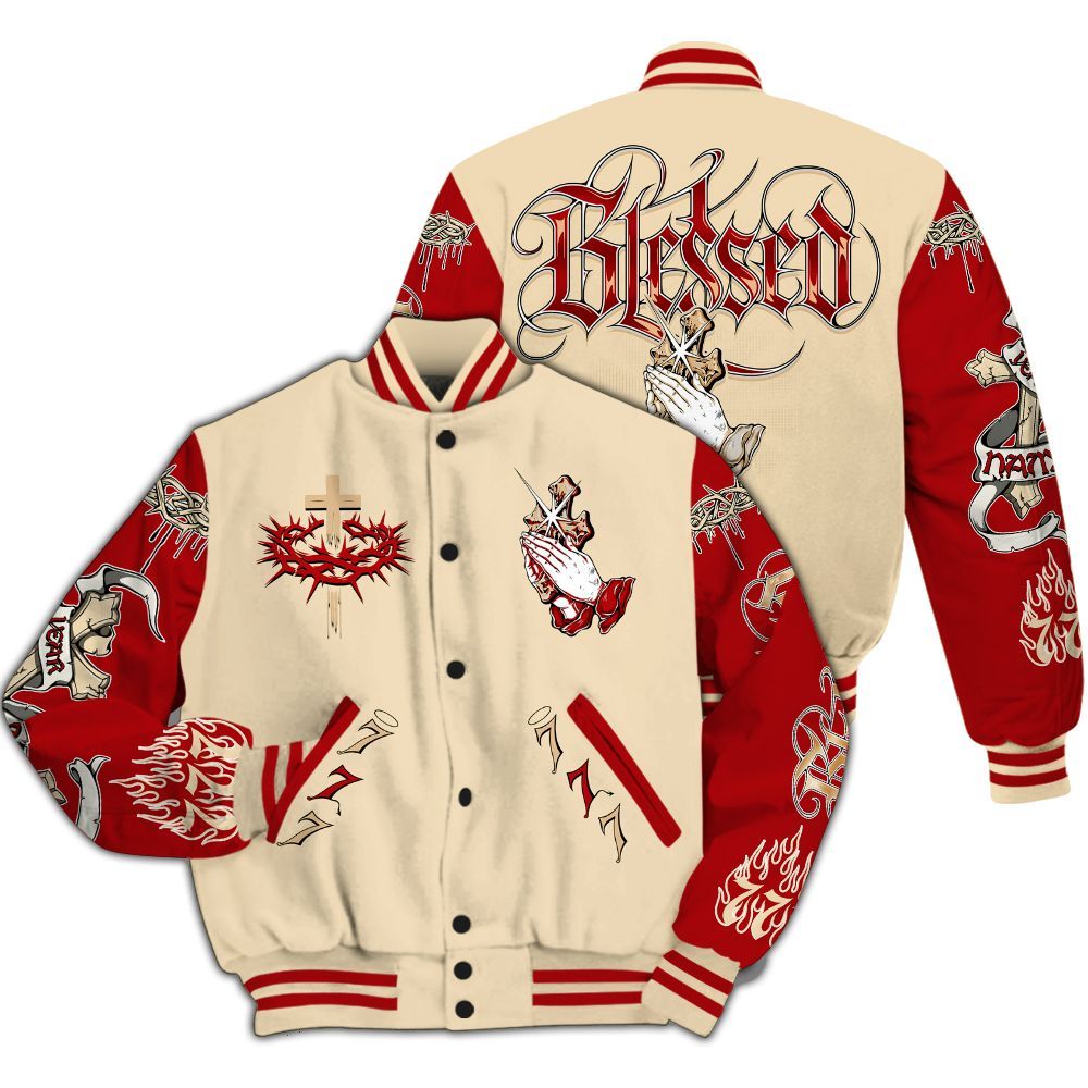Varsity Jacket To Match Dunk Low Strawberry Waffle - God Blessed Custom Name All Over Print