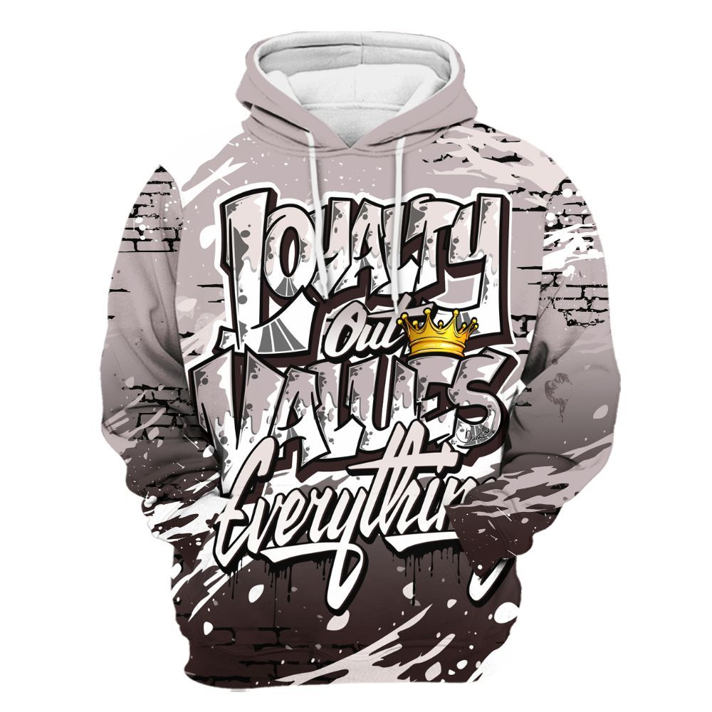 Hoodie To Match AMM Air Smokey Mauve 6s - Values Of Loyalty Drip All Over Print