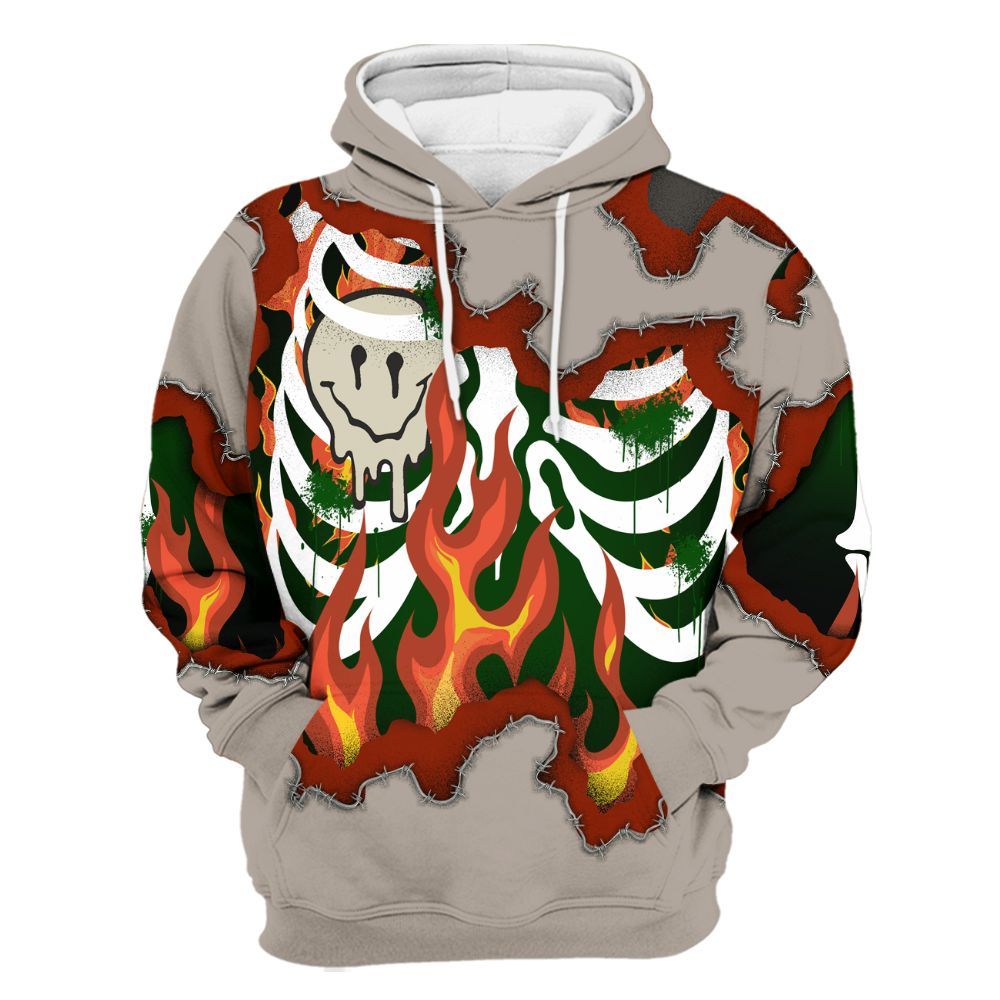 Hoodie To Match El Grito 5s - Skeleton On Fire Skrrt All Over Print