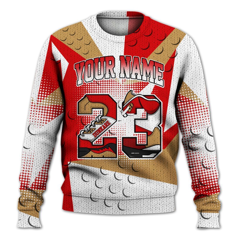 Knitted Sweater To Match Kobe 5 Red Year Of The Mamba - Poly Custom Name Number 23 5s